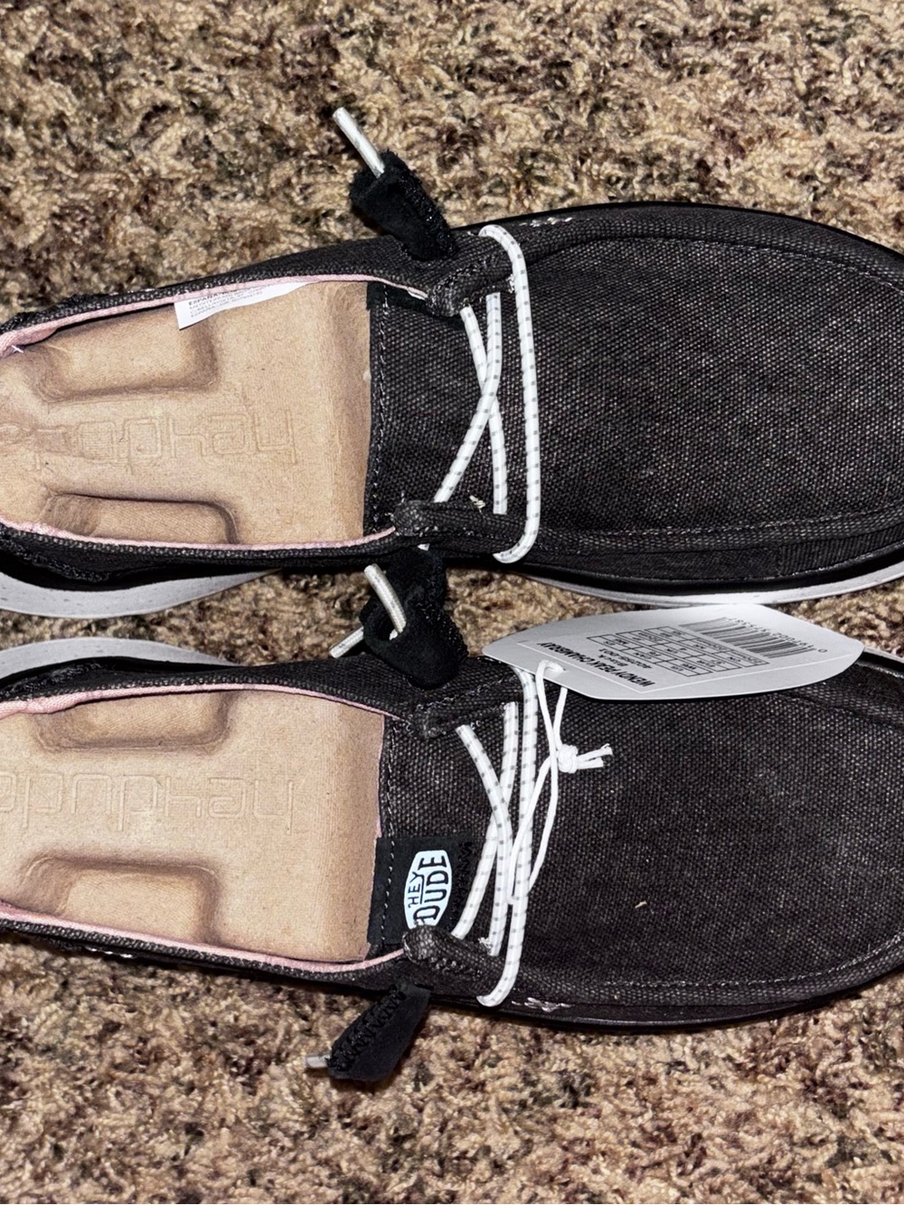Hey Dude Wendy Peak Chambray Slip-On Shoes Women’s Black Size US 6 Platform - Picture 5 of 7